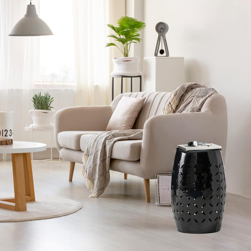 Table d'appoint 12 ", tabouret de jardin décoratif pour table d'appoint moderne, Noir