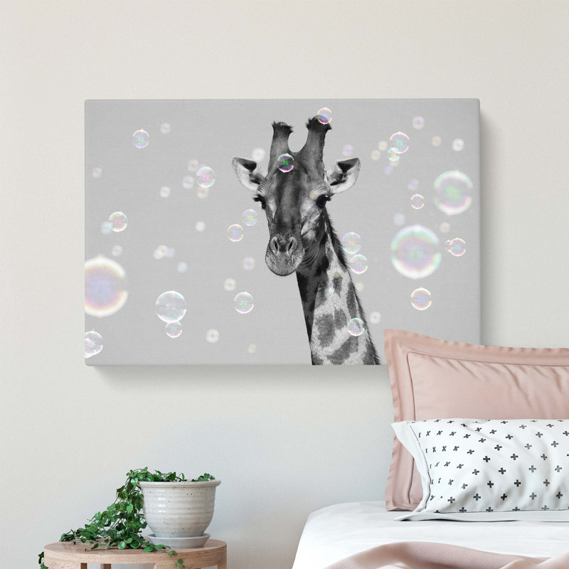Giraffe Through the Bubbles Photograph - Wrapped Canvas, 35.6 cm H x 50.8 cm W