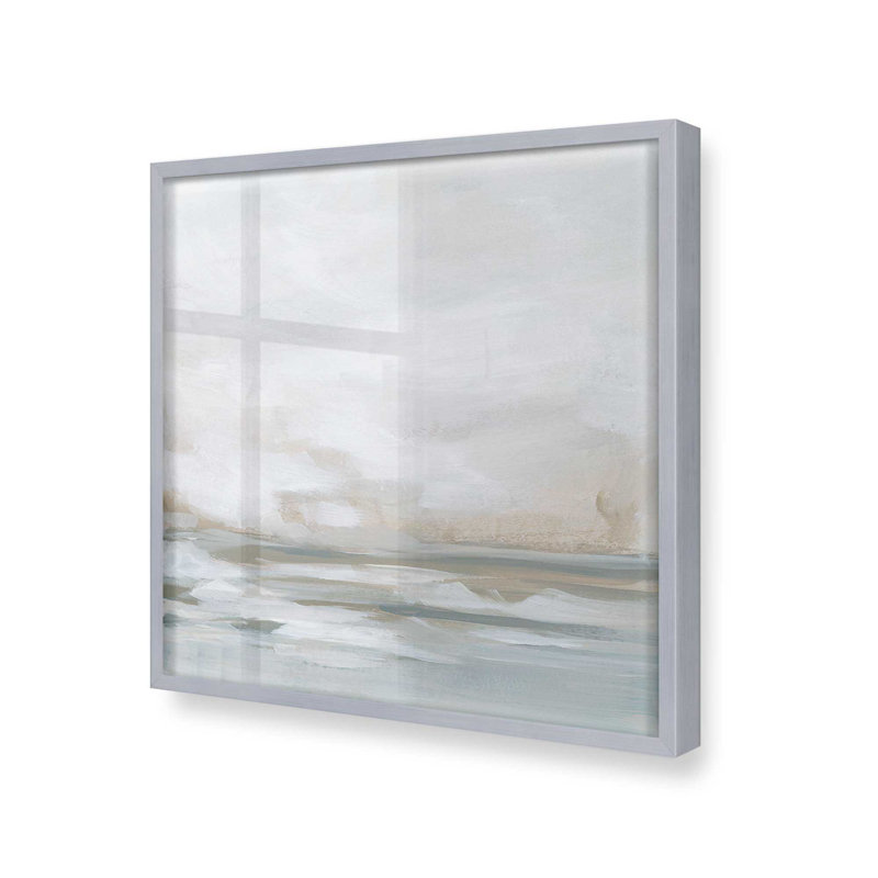 Hiver paysage marin sérénité II, Cadre photo argenté, H 17,75 po x l 17,75 po