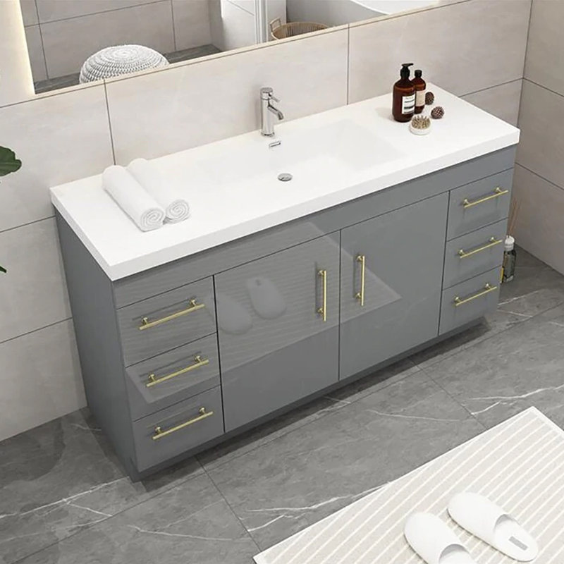 Ensemble de meuble-lavabo simple 60 "60", Gris lustré