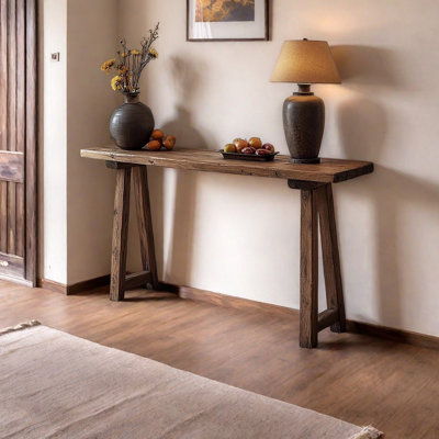 Console simple et rustique en bois massif