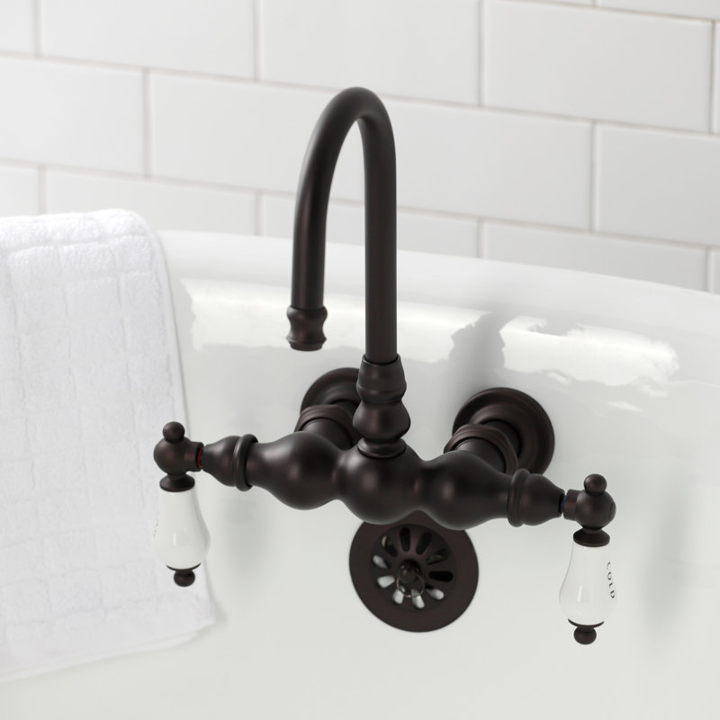 Kingston Brass Vintage Two-Handle 2-Hole Tub Wall Mount Clawfoot Tub Faucet, Oil Rubbed Bronze