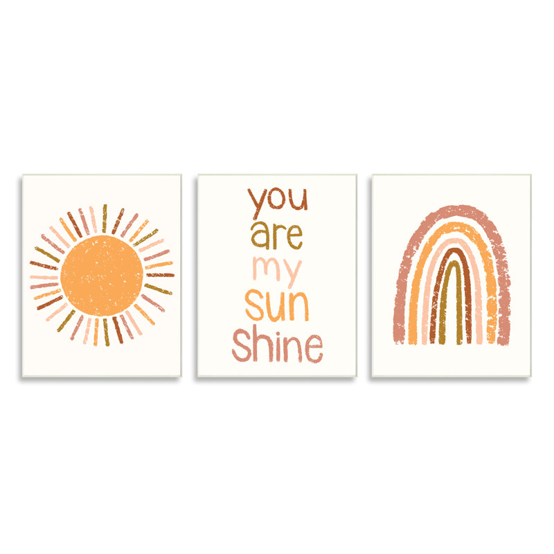 " My Sunshine Rainbow Kids Inspirational Saying Text Design " by Taylor Shannon Designs 3 - Pieces, Wall Plaque