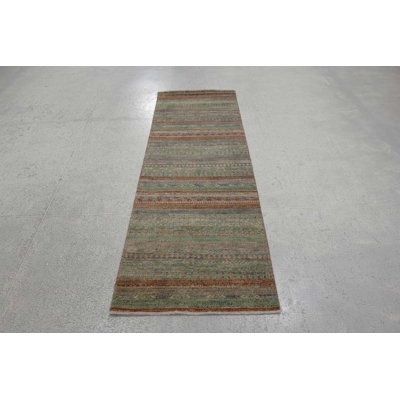 Contemporary One-of-a-Kind Runner 2'5" X 7' Runner Wool Area Rug Green