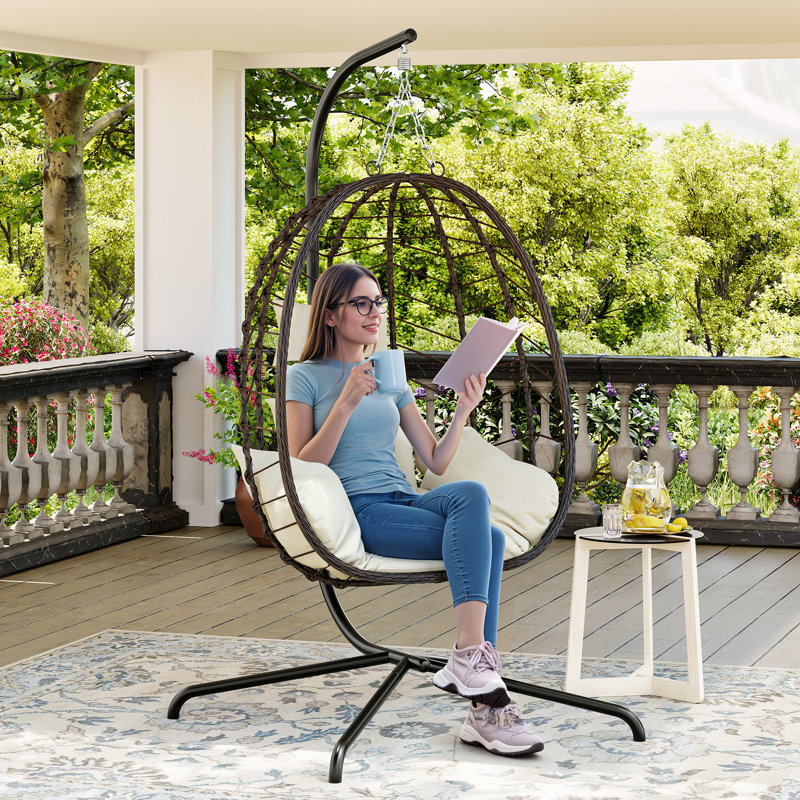 Fauteuil à œufs suspendu avec support, Beige
