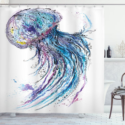 Geometric Shower Curtain with Hooks Included