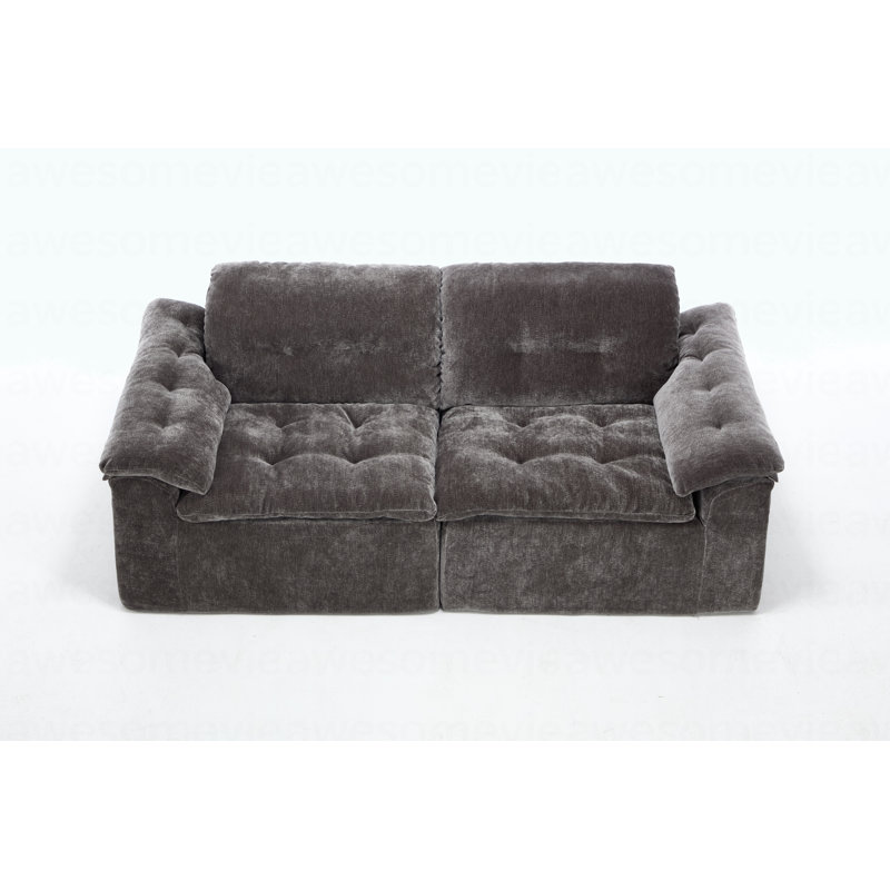 Ensemble de canapé-lit coussiné, canapé-lit modulaire en forme de L, avec repose-pieds réglable, Gris chenille