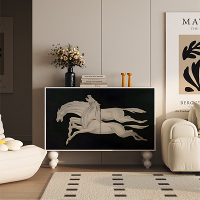 Armoire de rangement décorative avec cadre en pin