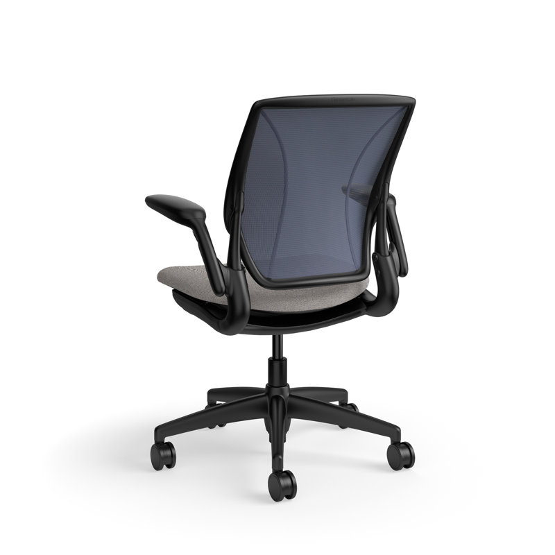 World LM, Black Ergonomic Task Chair with Poppy Seed Backrest, and Light Brown Autumn Upholstered Seat, Black, Blue Mesh