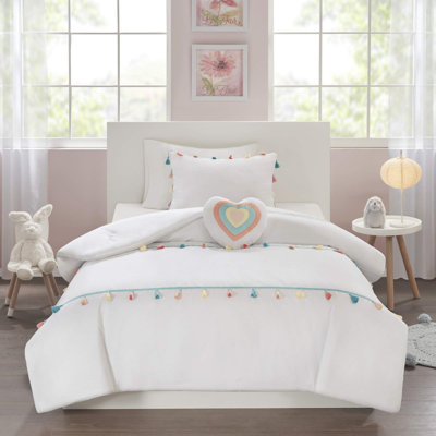Cambi Tassel Comforter Set with Heart Shaped Throw Pillow