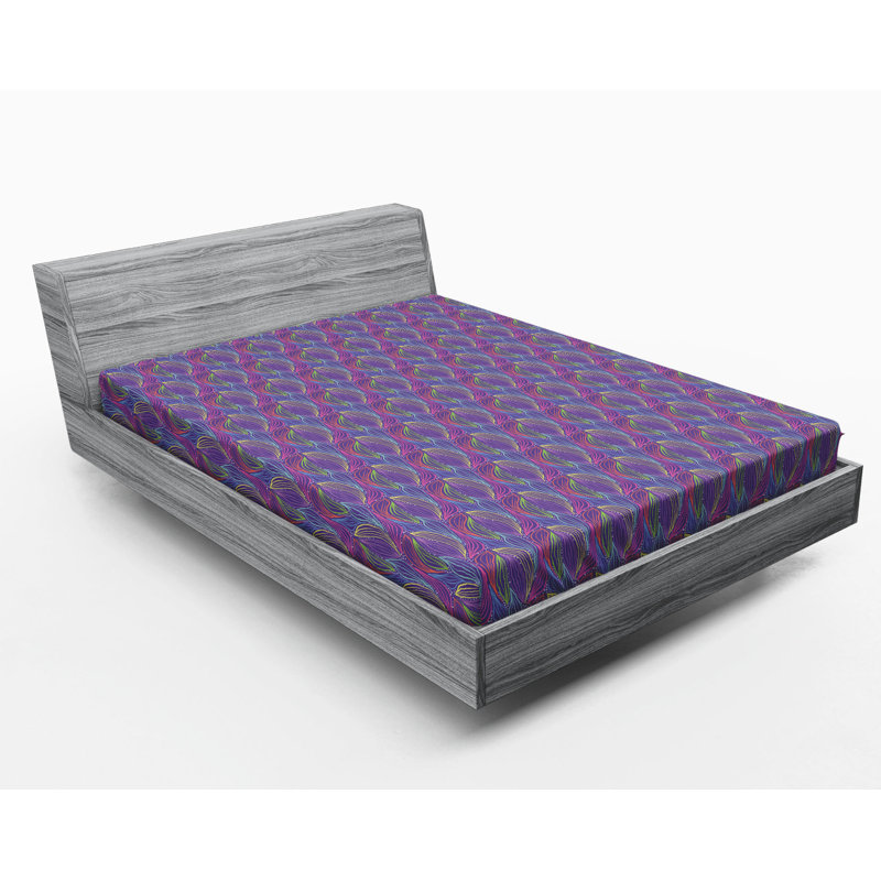 Ambesonne Microfiber Floral Fitted Sheet