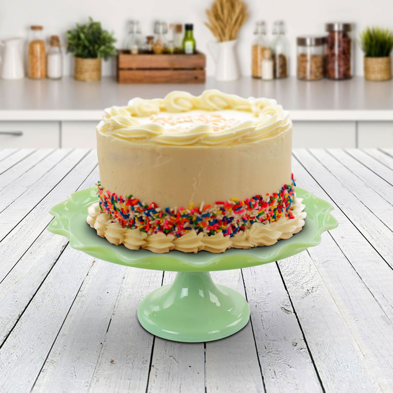 Green Jadeite Glass Round Cake Stand