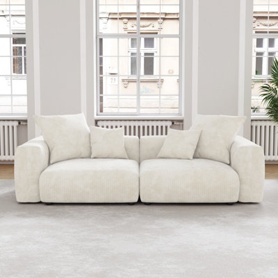 Nikodemos 102.36" W Corduroy Square Arms Sofa