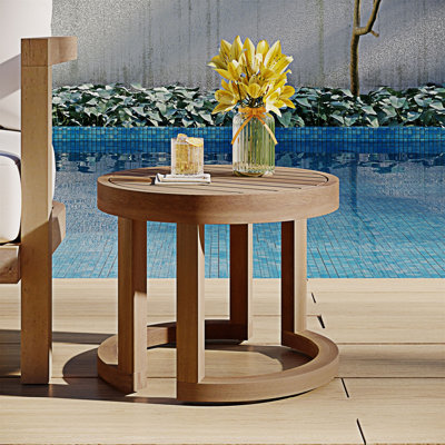 Table d'appoint d'extérieur ronde en bois