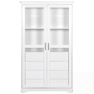Kitchen Pantry With Glass Doors And 4 Built-in Drawers