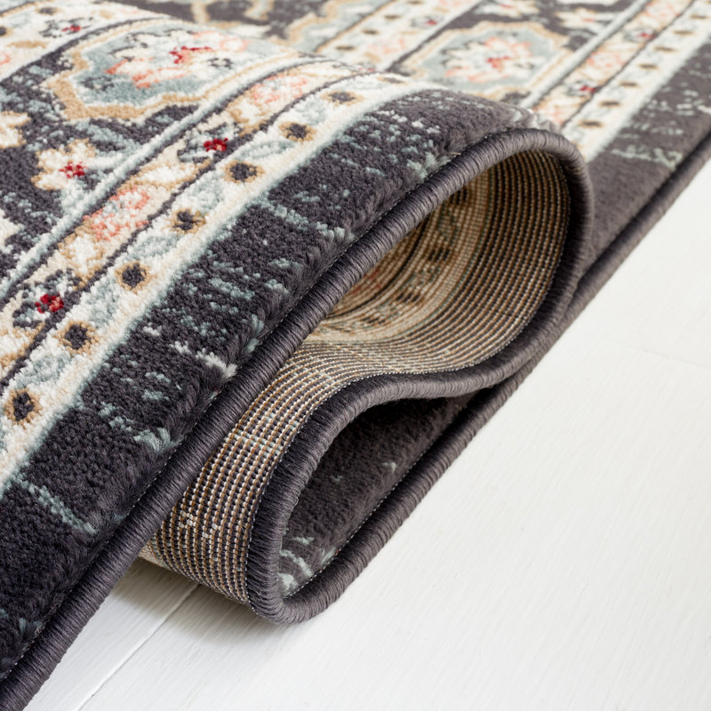Lyndhurst Oriental Area Rug In Anthracite / Teal, Square 213 cm