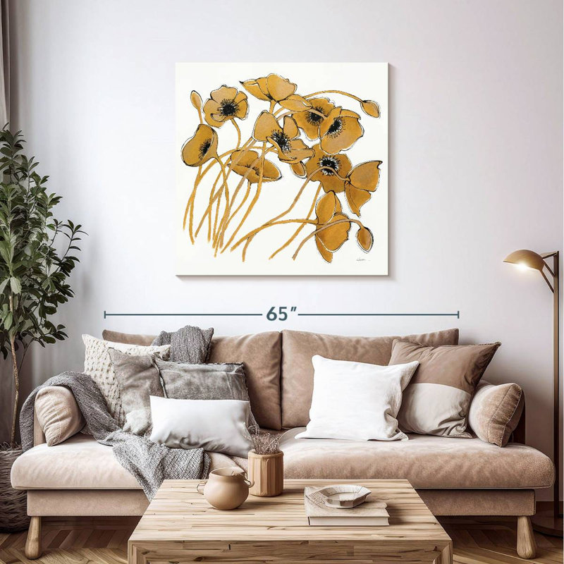 Coquelicots Harnek Gold Black Line II, H 39 po x l 39 po
