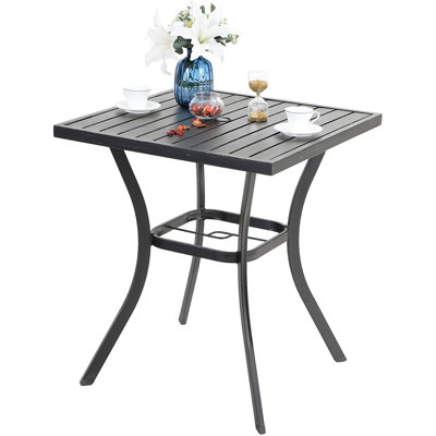 Arev Square Metal Outdoor Bar Table With Umbrella Hole , 31'' in. W 31'' in. D