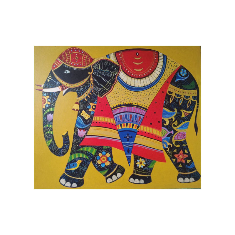 Magnifique œuvre d'art d'éléphant | Acrylique sur toile | Par Bhaskar Lahiri