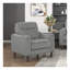 Fauteuil d'appoint moderne en chenille grise avec siège à ressorts ensachés et structure en bois massif