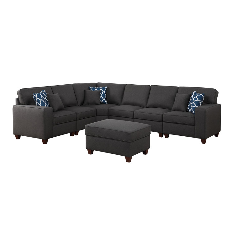 Latitude Run® Living Room Furniture 2Pc Sofa Set Black Polyfiber