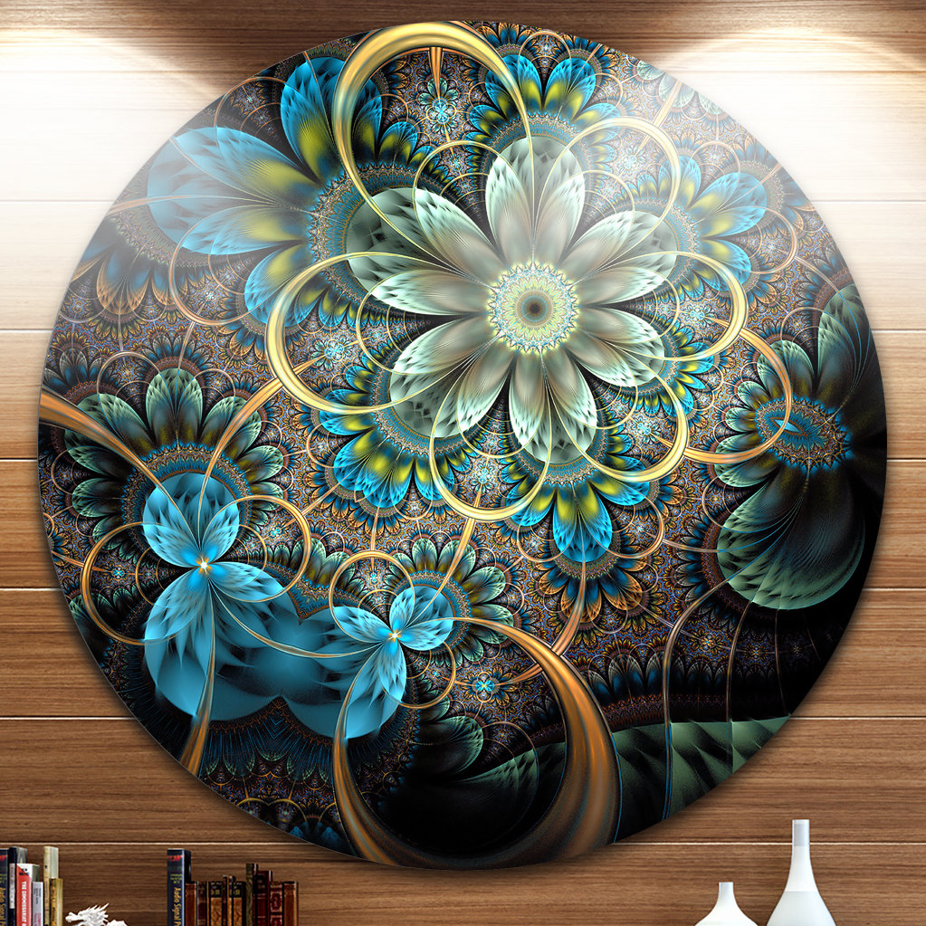 " Lighted Blue Fractal Blue Flowers " Design Art 