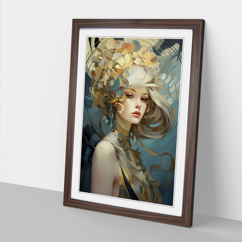 Art Nouveau Woman Futurism - Framed Print, Walnut Framed, 34cm H x 25cm W