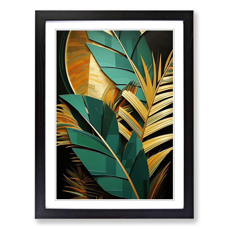 Palm Leaf Constructivism - Framed Print, Black Framed, 46cm H x 34cm W x 2" D