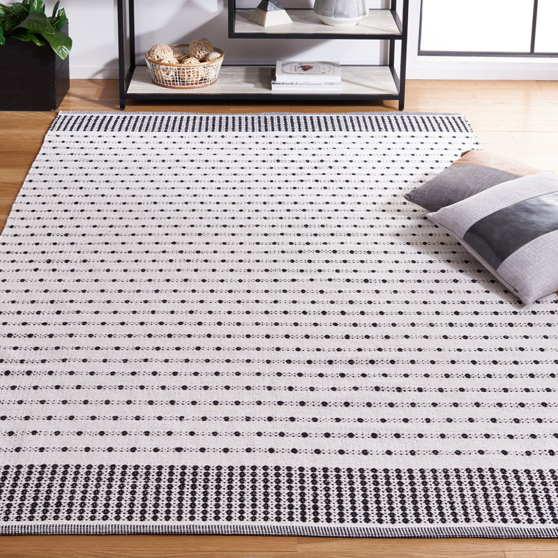 Aitken Flat Weave Cotton Geometric Rug, Round 6'