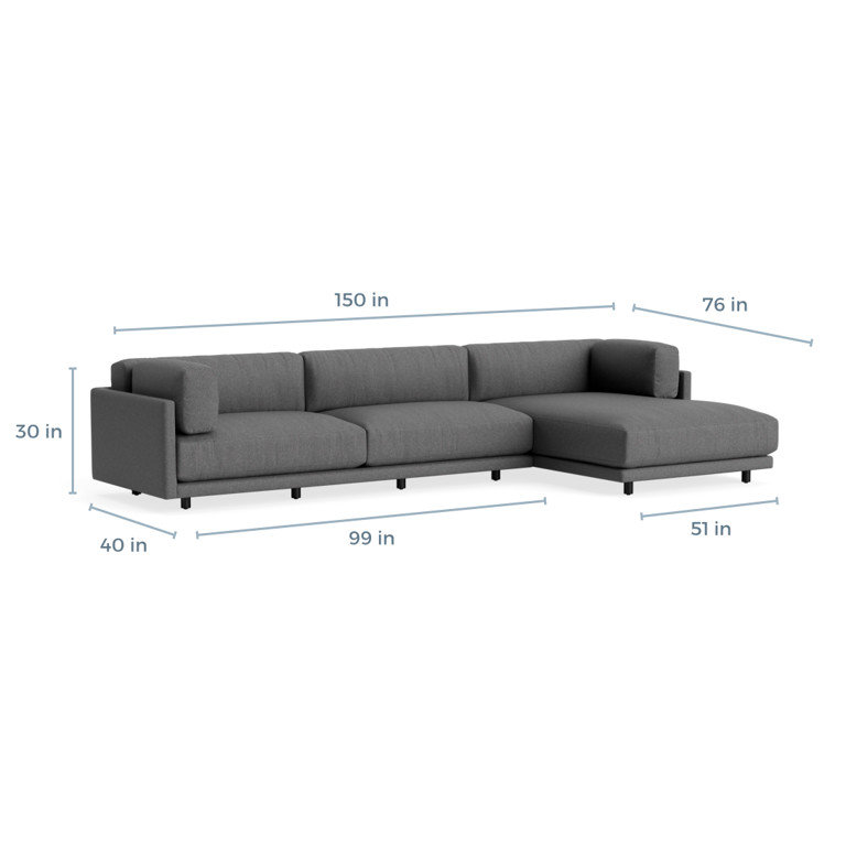 MTO - Sunday Sofa w/ Chaise, Right, Gabro Gray