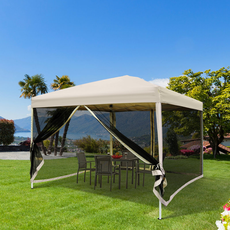 Tente à auvent 10 'X avec filet respirant - Hauteur réglable pour le jardin extérieur, le patio peut accueillir 10 filets escamotables 210D à installation rapide et facile, 10', réglable, sac de transport, fêtes et événements