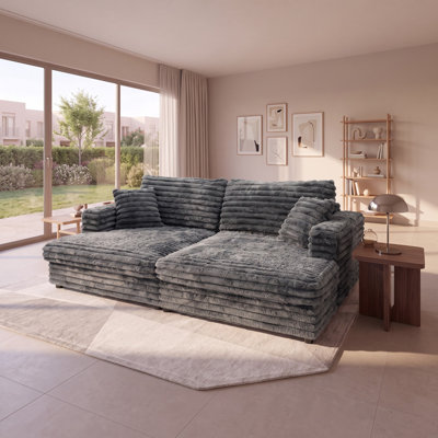 Oversized Deep Seat Cloud Loveseat Chaise Lounge with Sofa Bed, Throw Pillows