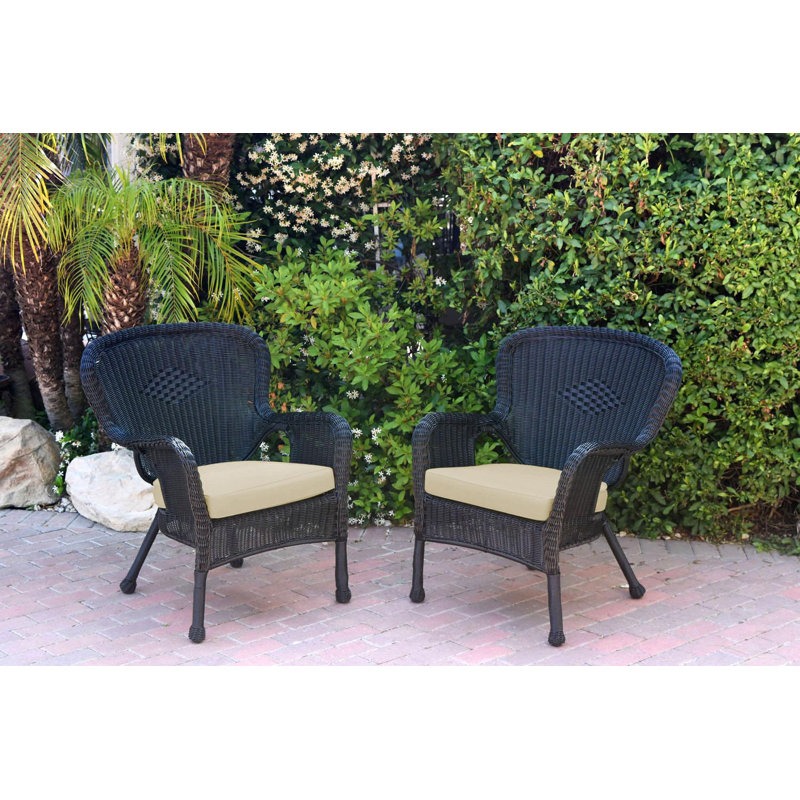 Batchelder Wicker Outdoor Lounge Chair, Black, Ivory