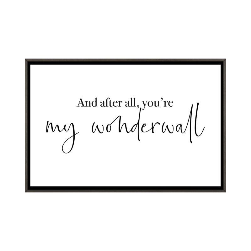 «Wonderwall Cute Font», reproduction d'art textuel, H 40 po x l 60 po x 1,5 po, Toile avec cadre gris, Pas de tapis