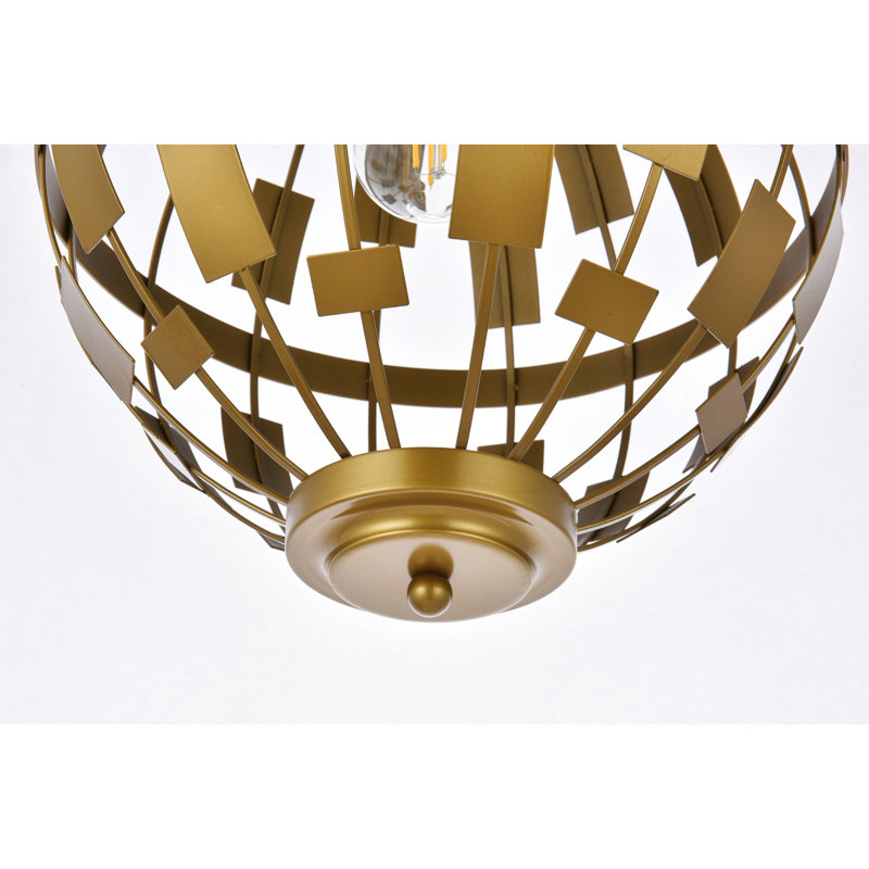 Luminaire suspendu sphérique unique à 1 lumière Adrick, Laiton