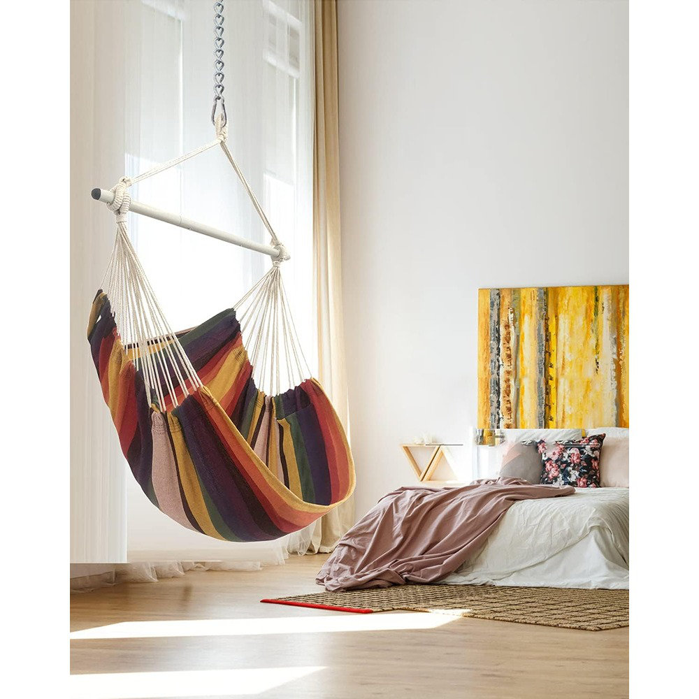 Hammock Chair Swing Indoor Hammock for Bedroom - Max 500 Lbs-Steel Spreader Bar with Anti-Slip Rings-Indoor \u0026 Outdoor Arlmont \u0026 Co., image size:1000x1000