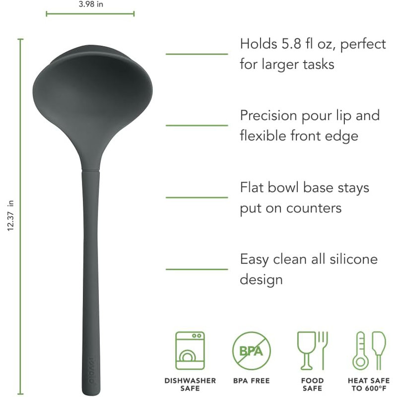 Flex-Core Ladle All Silicone Charcoal, Charcoal Gray