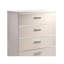 Commode 1 pièce à cinq tiroirs de style contemporain avec accents chromés blanc brillant et finition chromée