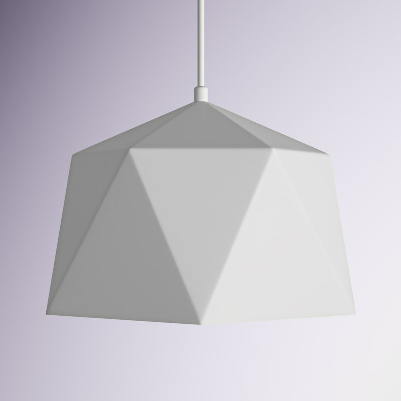 Neri 1-Light Dimmable Single Pendant, 67" H x 10.2" W x 10.2" D, White/Gold