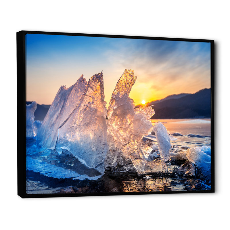 " Icy Alaskan Wilderness I ", Black Floater Framed, 16" H x 32" W x 1" D