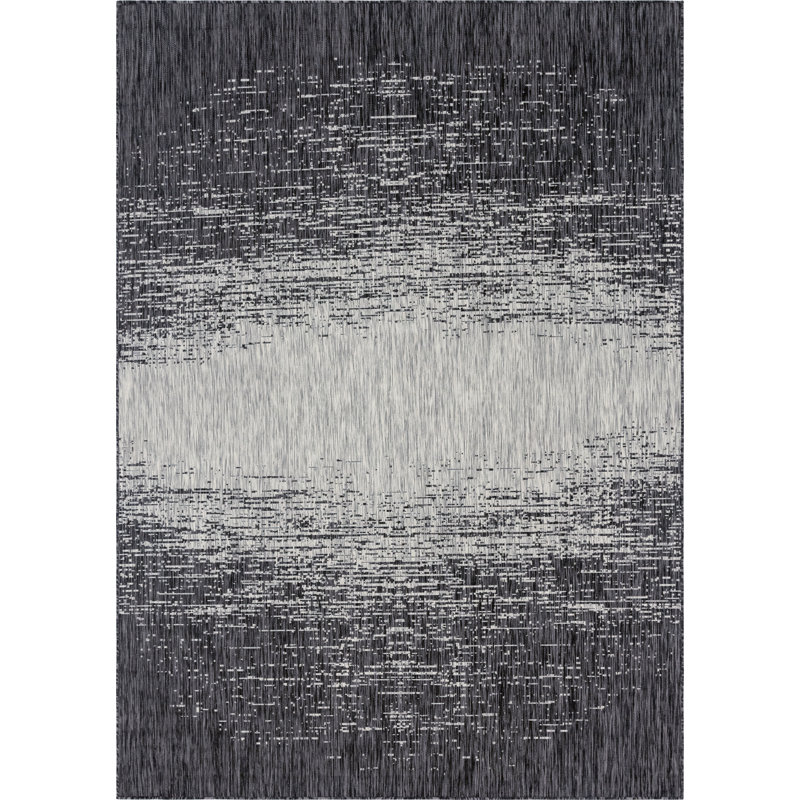 Pindall Charcoal Gray/Gray Indoor/Outdoor Rug, Rectangle 8' x 11'4"