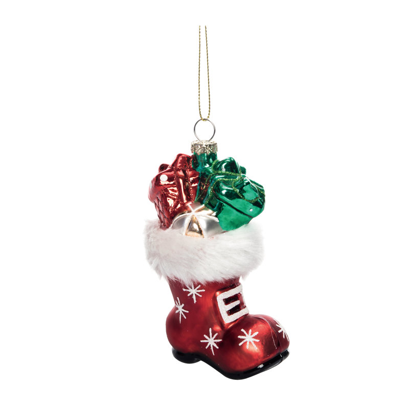  Ornement de Noël en verre avec cadeaux 5,13 po