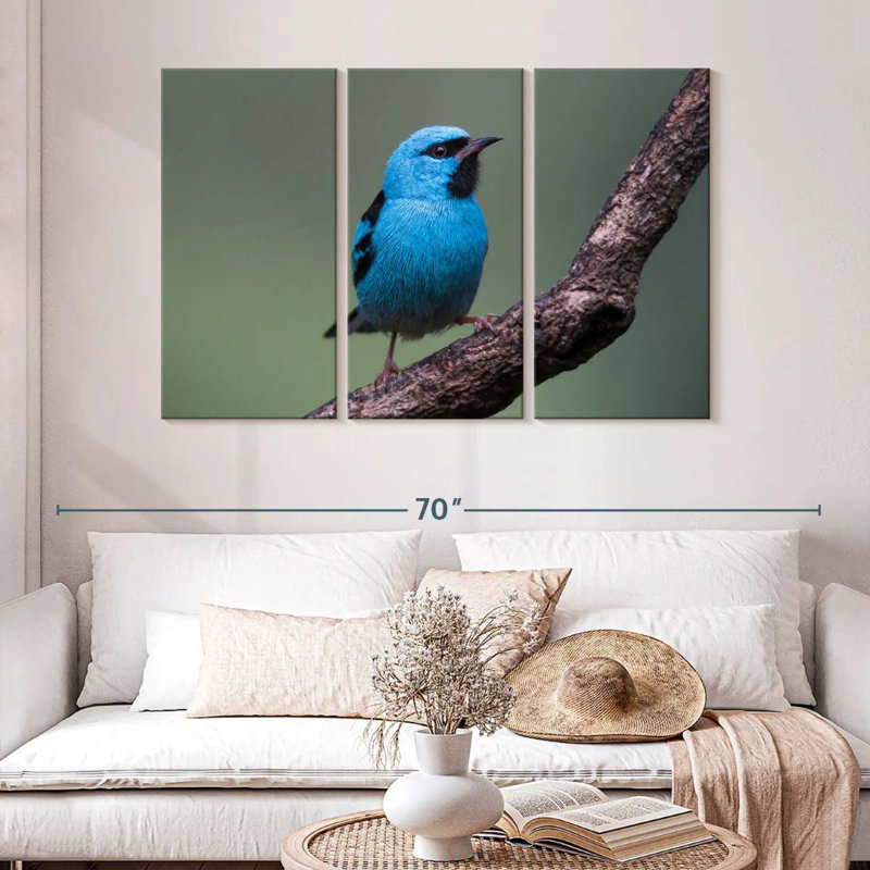 Vivid Blue Bird, 32" H x 50" W