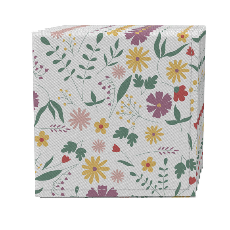 Rectangular Floral Cotton Twill Tablecloth
