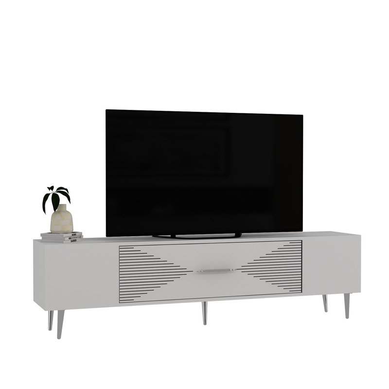 Olivia Unfinished TV Stand, 150cm, White/Silver
