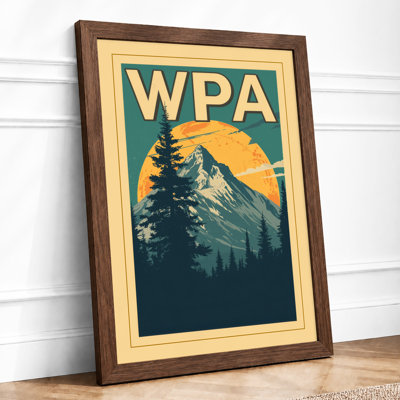 Mountain and Sun Poster Vintage - Framed Print