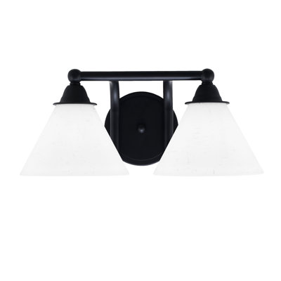 Paramount 2 Light Bath Bar Shown In Matte Black Finish With 7" White Muslin Glass