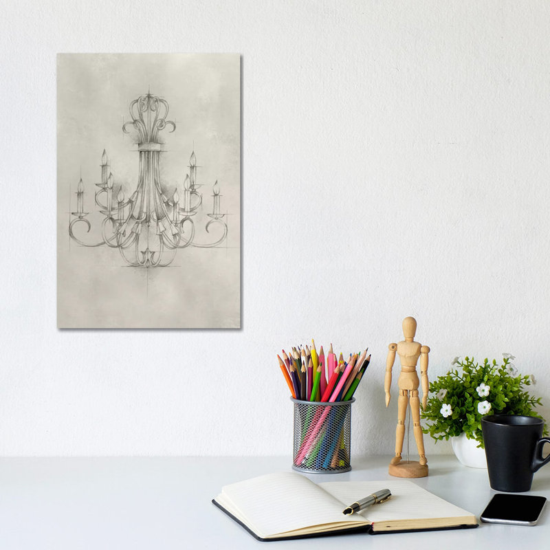 Chandelier Schematic IV by Ethan Harper - Wrapped Canvas Print, 20.32 cm H x 30.48 cm W
