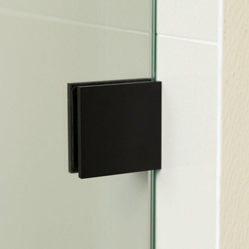 Écran de douche fixe sans cadre de 24 po x H 76 po avec verre transparent de 3/8 po, Noir mat, L 24 po x H 76 po