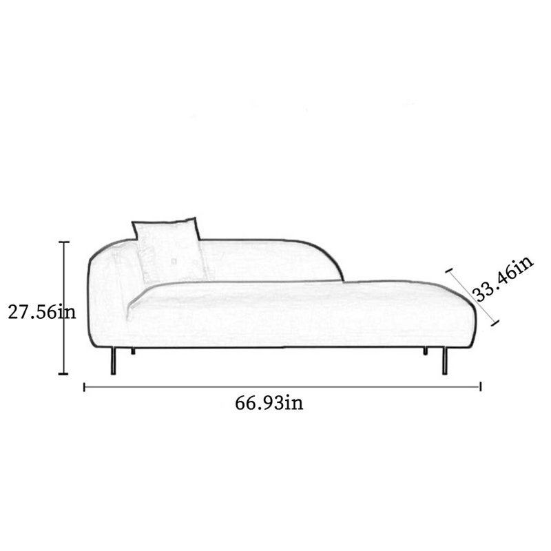Chaise longue d'intérieur à dossier droit et à dossier haut, Orienté à gauche (vu de face)